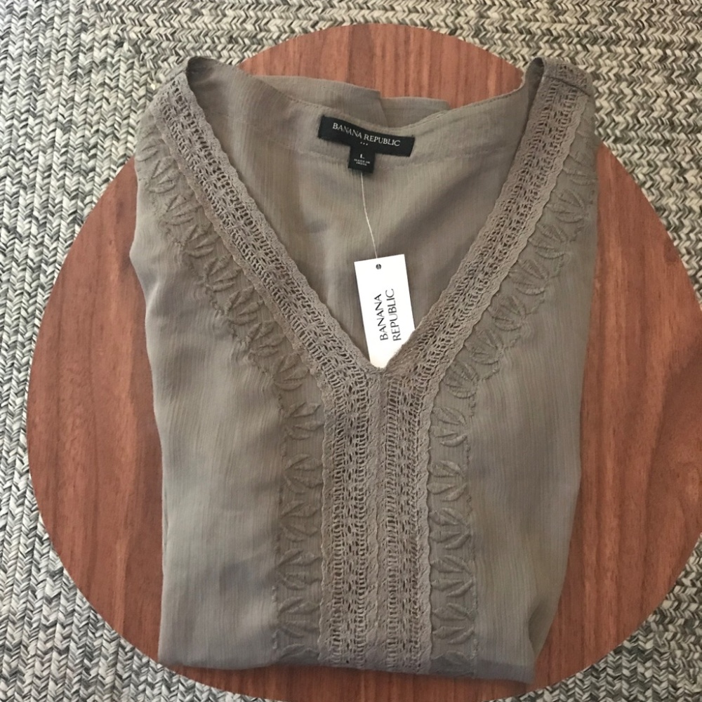 Banana Republic Sheer V-Neck Blouse - NWT!